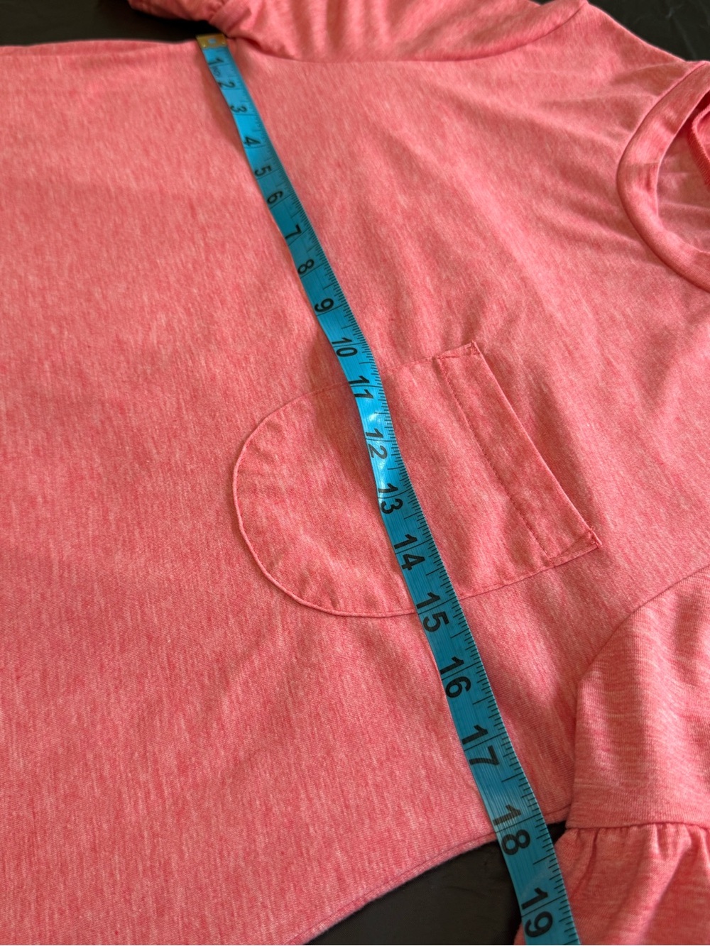 New In Women’s Medium Coral Pink Ruffle Sleeve T-Shirt Dress Pocket Casual - Picture 5 of 7